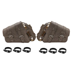 Universal Motorcycle PU Leather Saddlebags Side Tool Pouch Bag Luggage Saddle Bag with Water Bottle Strap