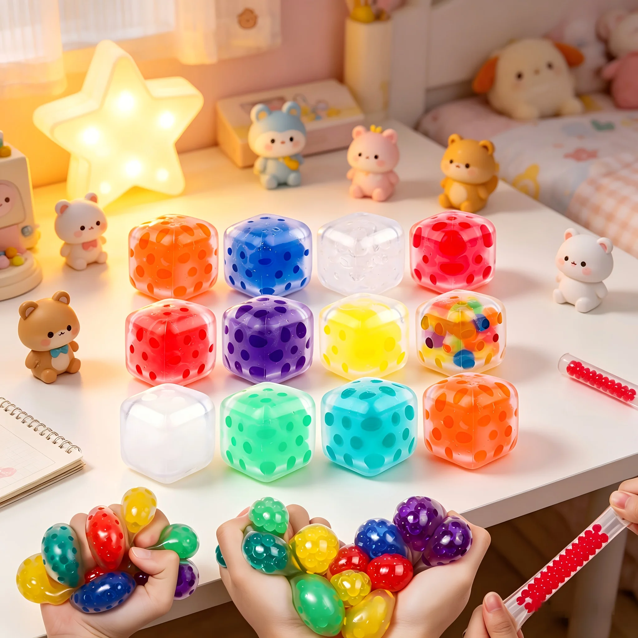 4pcs Bulk Pack Colorful Cute Stress Balls, Soft Slow Rising Squishy Squeeze Toy for Stress Relief, Easter Basket Stuffers Birthday Party Favors Classroom Rewards (Random) - view 2