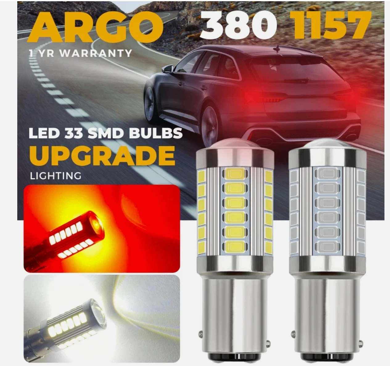 2X 380 1157 Led Brake Light Bulbs Upgrade Xenon Bay15d P21/5w Stop Tail Light Bulbs