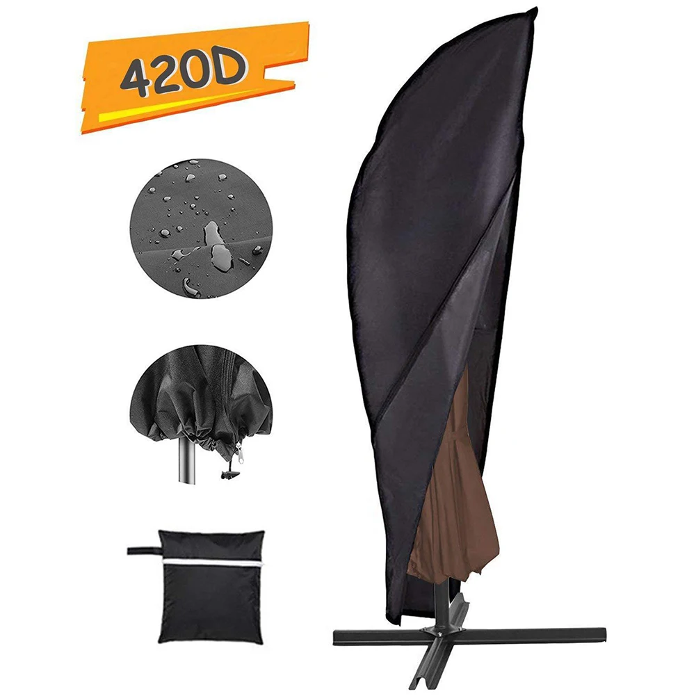 1PC Outdoor Parasol Umbrella Cover Outdoor Garden Patio Umbrella Shield Waterproof Cover With Built-in Adjustable Drawstring