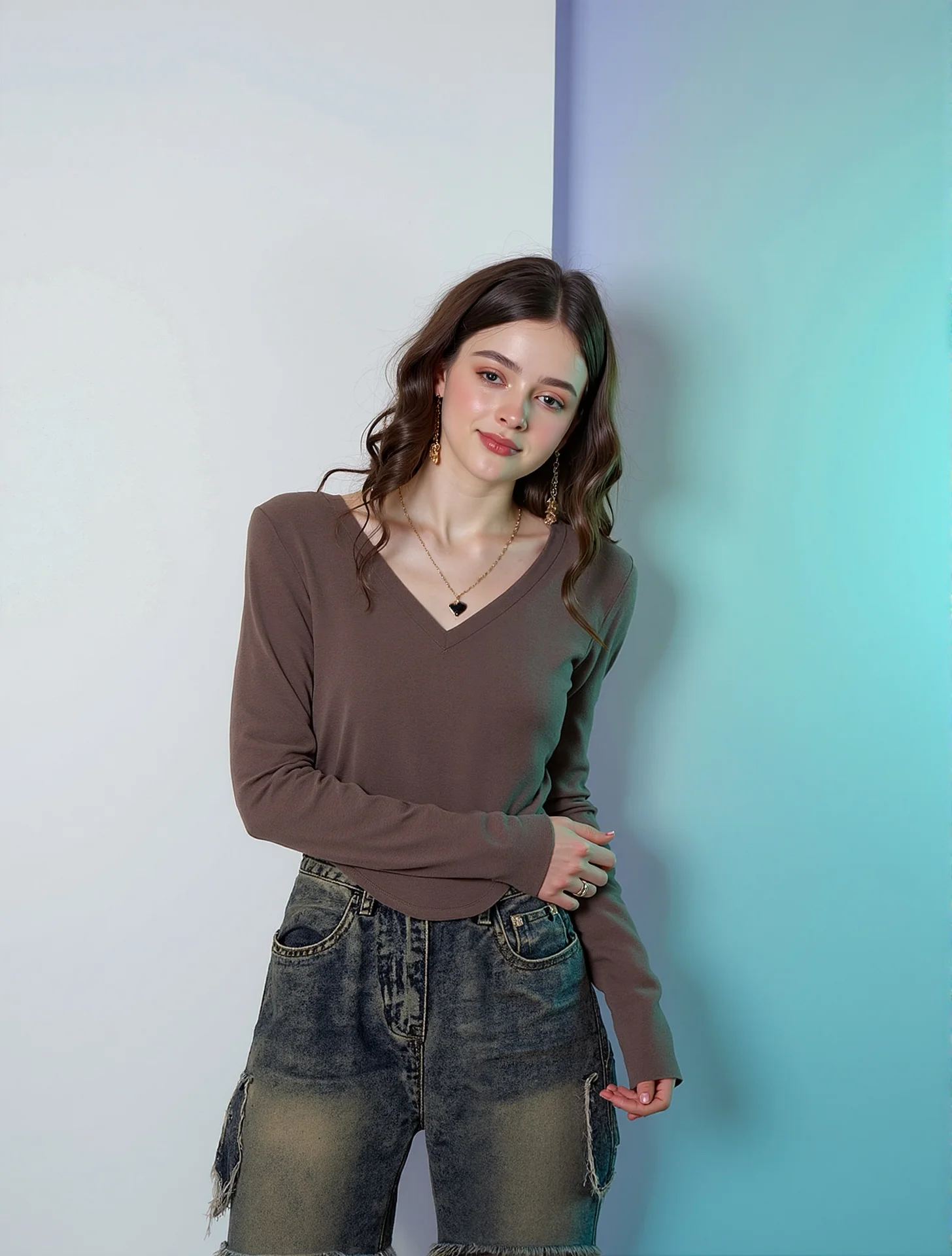 T-shirts à manches longues pour femmes, style harmonieux et équilibré, coupe irréprochable, pour le campus, la marche et les guides touristiques