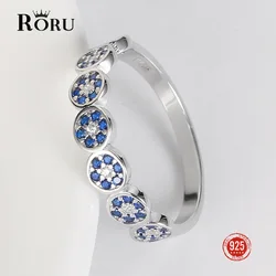 925 Sterling Silver Eyelet Designer Rings Women High Quality Size 10 Female Ring Blue Stones And Crystals Wedding Fine Jewelry