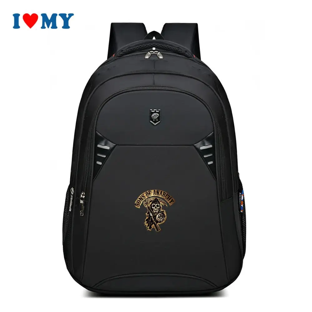 

Black Sport Backpack with Skull Graphic Patch for Men Women, Large Capacity School Travel Rucksack, Casual Outdoor Daypack