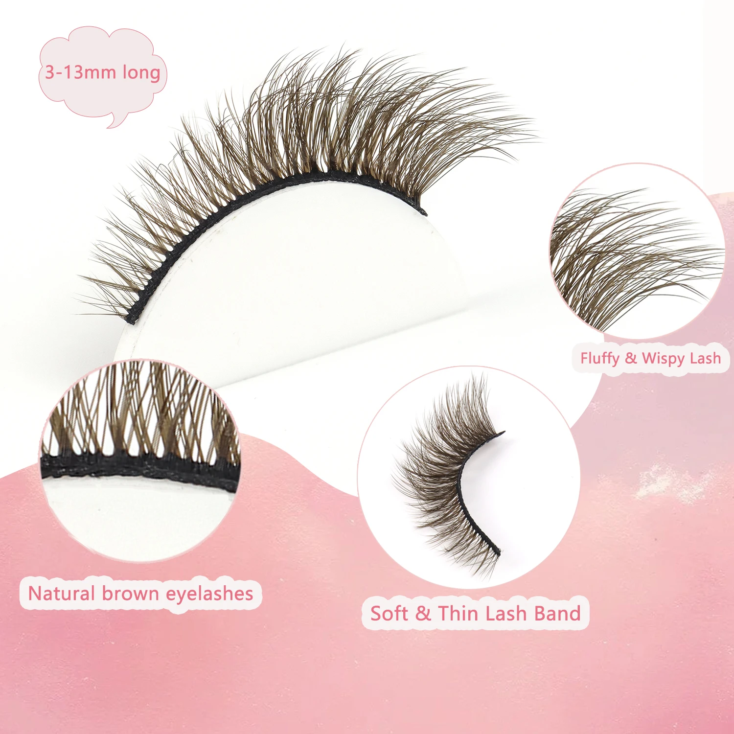 7 pair of brown false eyelashes cat eyelashes natural fluffy fox eyelashes gentle not exaggerated