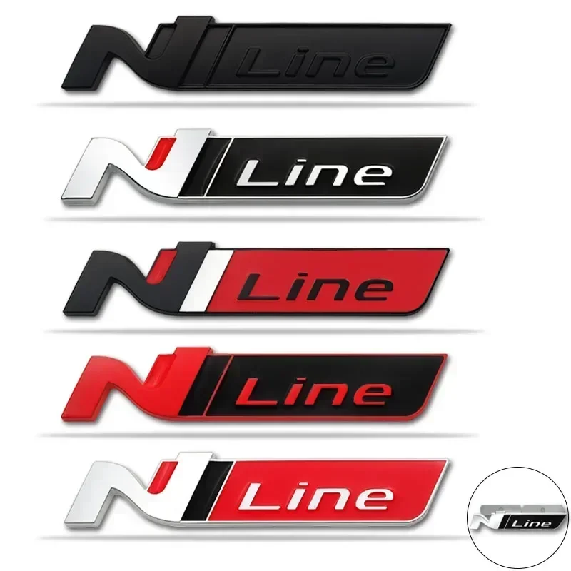 Metal Car Front Grille Emblem for Hyundai N Nline Logo Sonata Encino Reina Elantra Tucson Mistra Veloster Rohens Genesis Tiburon