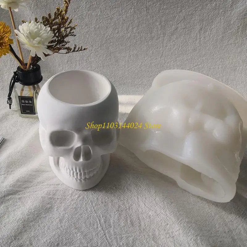 

N5KE Кристалл Эпоксидный Череп Цветочный Горшок Силиконовая Форма Штукатурка Бетонная Смола Ваза Форма