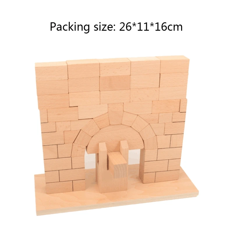 F19F 1Set Interactive Wooden Roman Arch Bridge Stacking Block Toy Stimulation Blocks Tumble Game Stacking Block Wooden Block