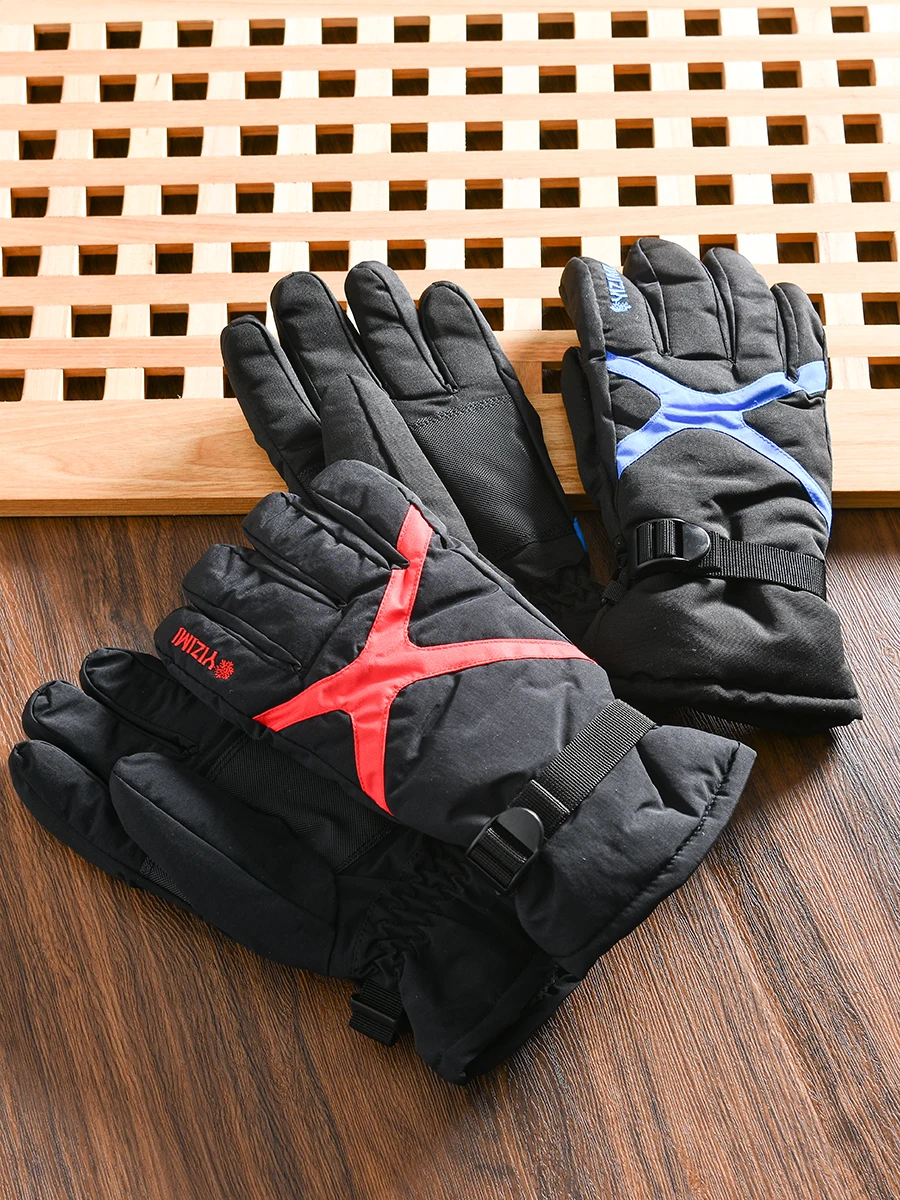 

Men's Winter Thickened Warm Outdoor Cycling Skiing Gloves Anti-Cold Durable Breathable Touch Screen Compatible Finger Gloves