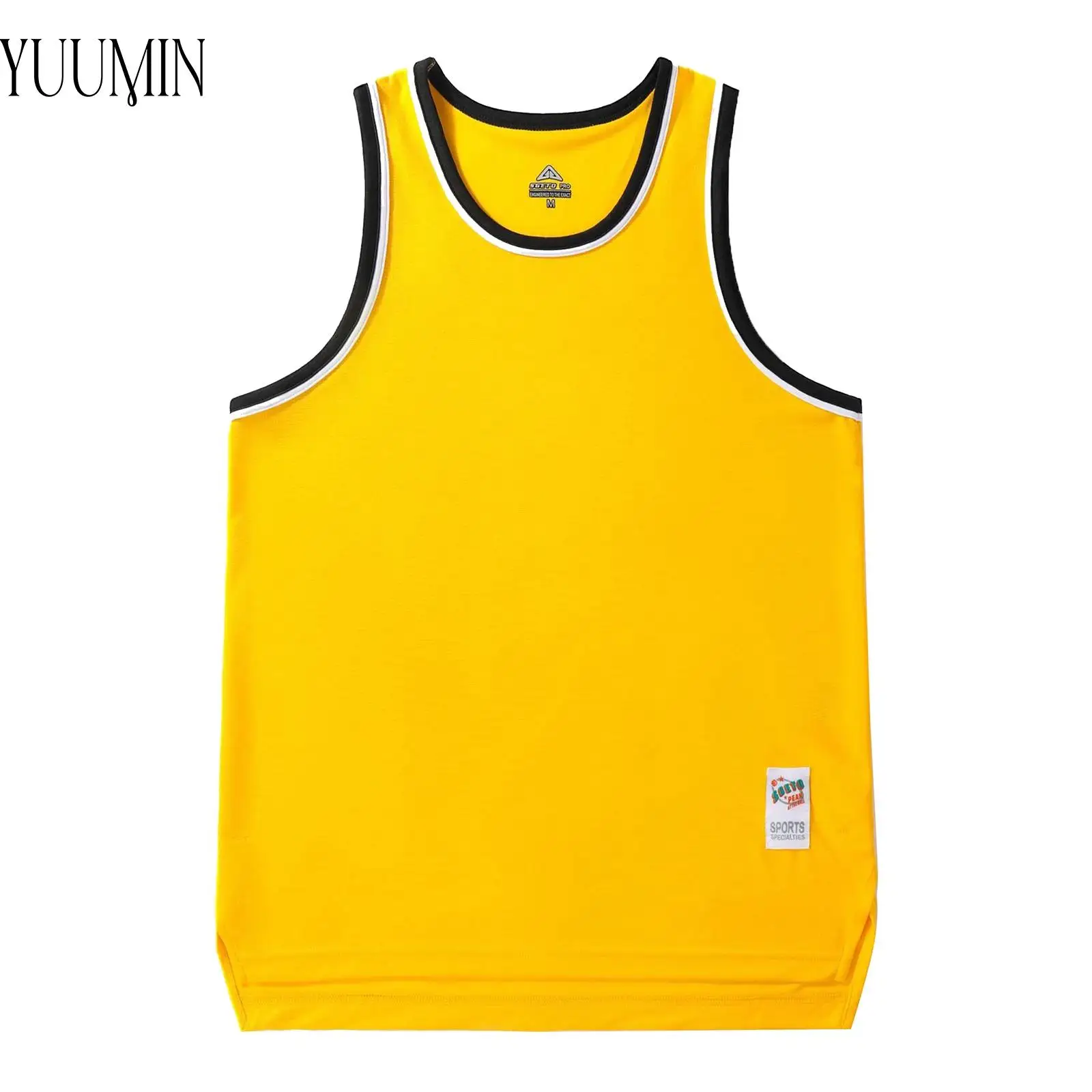 

Adult Mens Quick-Drying Athletic Vest Contrast Trim Sleeveless Sides Slit Sports Tank Top for Training Fitness Cycling Workout