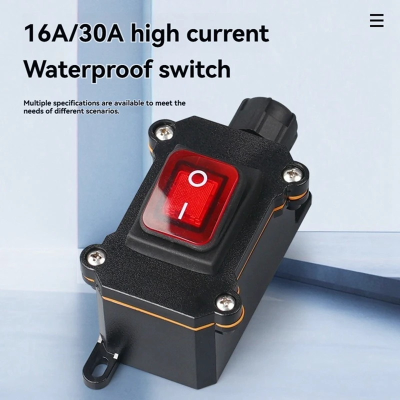 IP68 Waterproof Boat Rocker Switch 220V Waterproof Switch With LED Light Power Button On/OFF