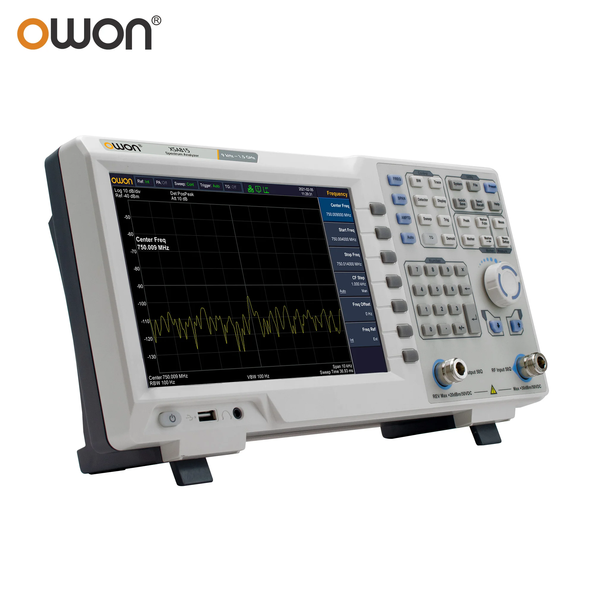 OWON XSA815TG Digital Spectrum Analyzer 1Hz Resolution Bandwidth 9kHz to 1.5GHz Frequency 9 ins LCD USB with Tracking Generator