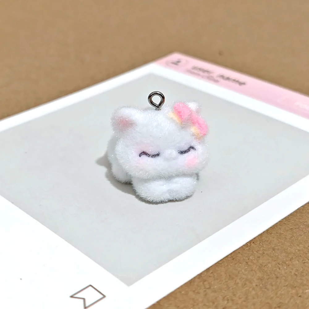 20Pcs 3D Flocking Resin Cat Charms Cartoon Cute Kitten Pendants for Earrings Necklaces Making DIY Jewelry Accessories Supplies