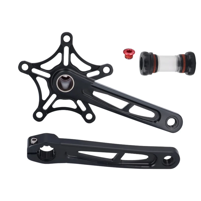 

Road Bike OnePiece 130BCD Crankset Folding Bike Aluminum Alloy Hollow Crank Arm Set(Black )
