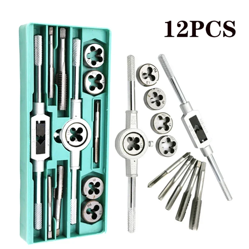 8/12/20 pcs Tap And Die Set M3-M12 Male Thread Tool Kit Alloy Steel Internal thread Tap die hardware