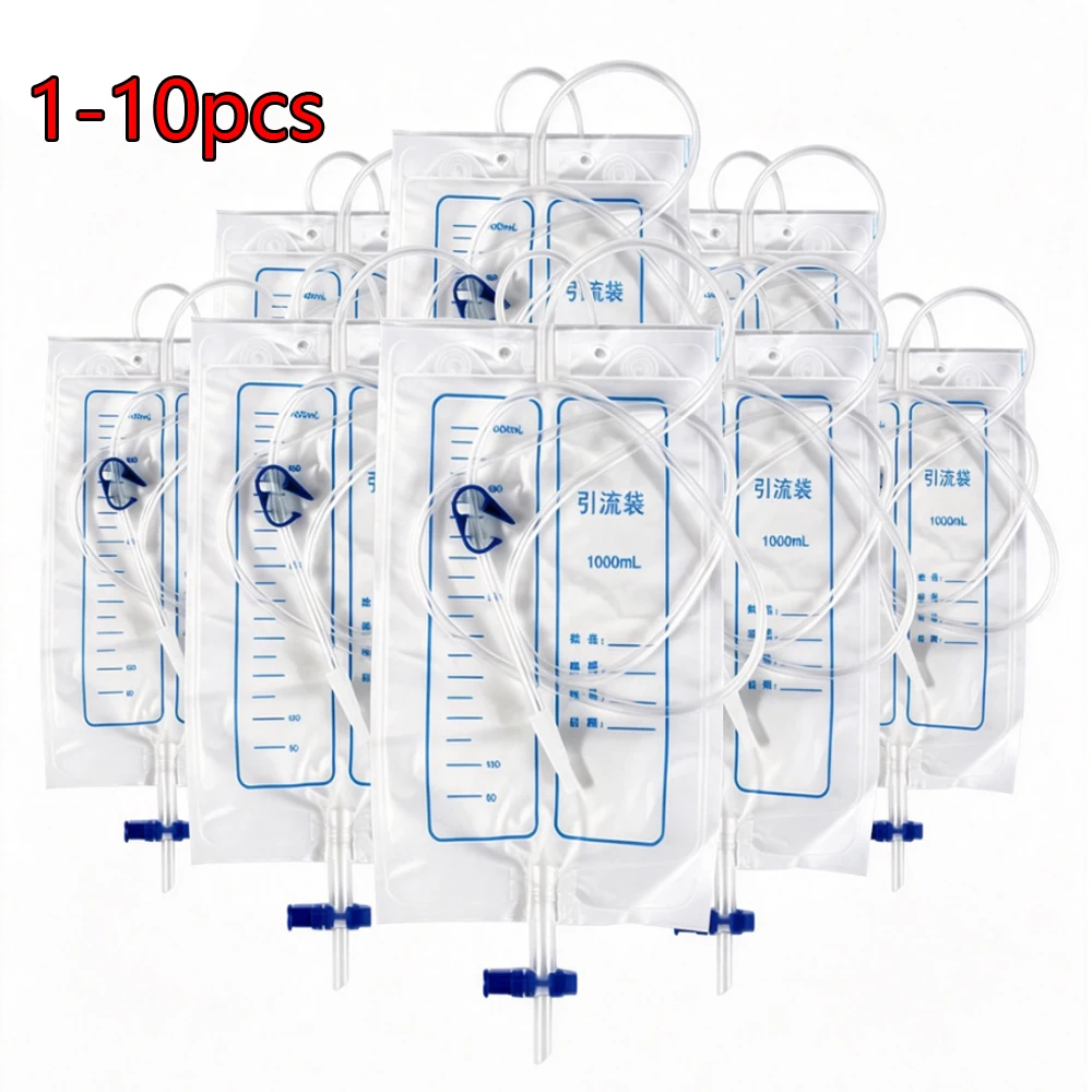 1000ml Urine Bag Storage Urinary Drainage Sack Pee Collection Bags With Cross Valve Catheter Disposable PVC Bag