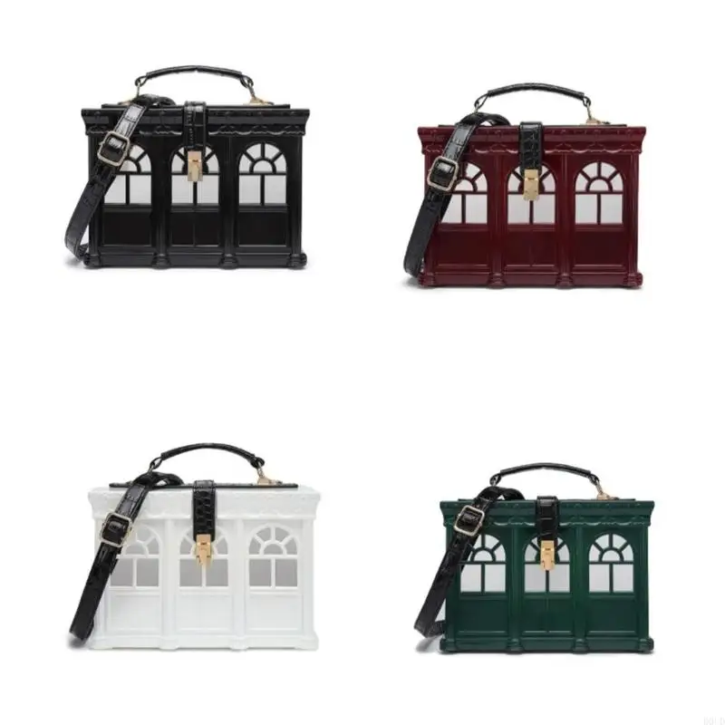 

D0UD Vintage House Acrylic Box Shaped Handbag Women Summer Shoulder Crossbody Bags