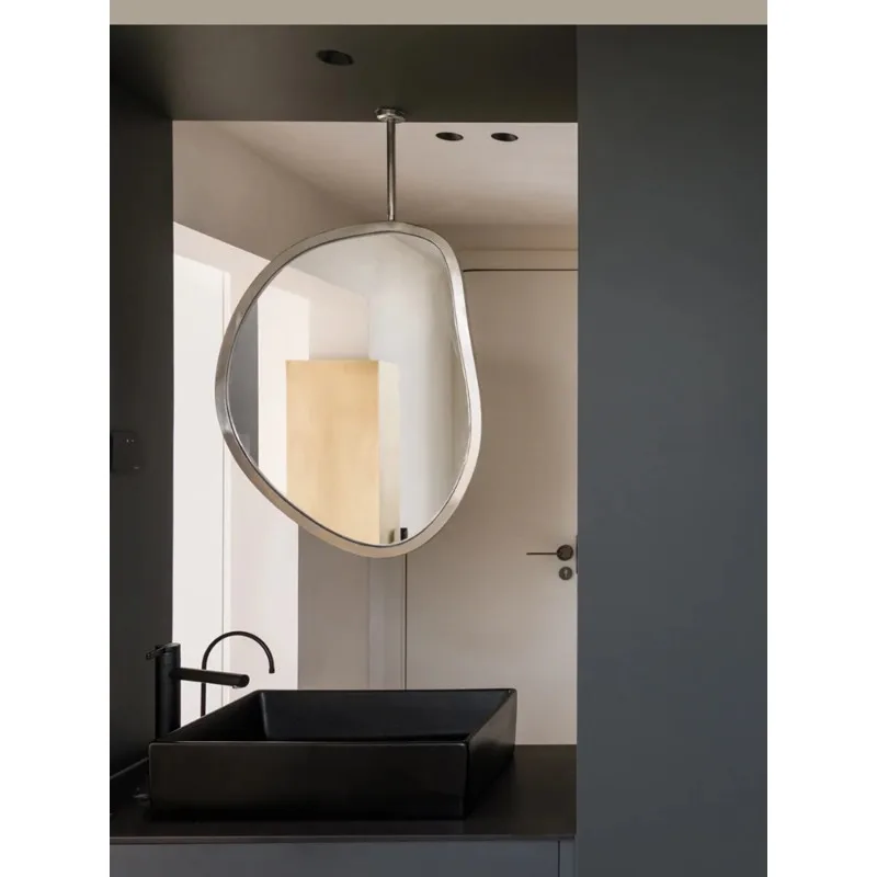 Boom hanging mirror, bathroom washbasin, bathroom wall-mounted special-shaped comb makeup, simple and light luxury