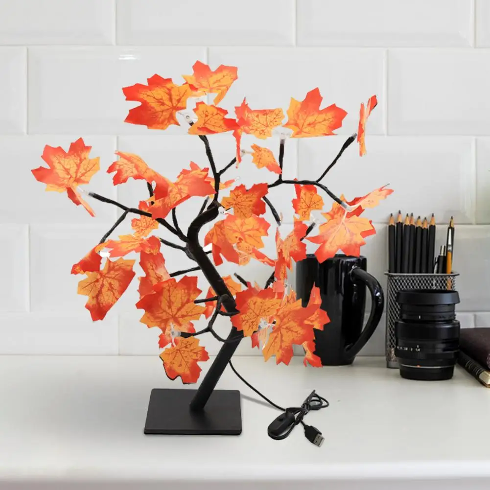 Diy Autumn Decor Battery Operated Led Maple Tree Lamp Realistic Fall Decor Soft Glow Artificial Maple Tree Decoration Maple Leaf