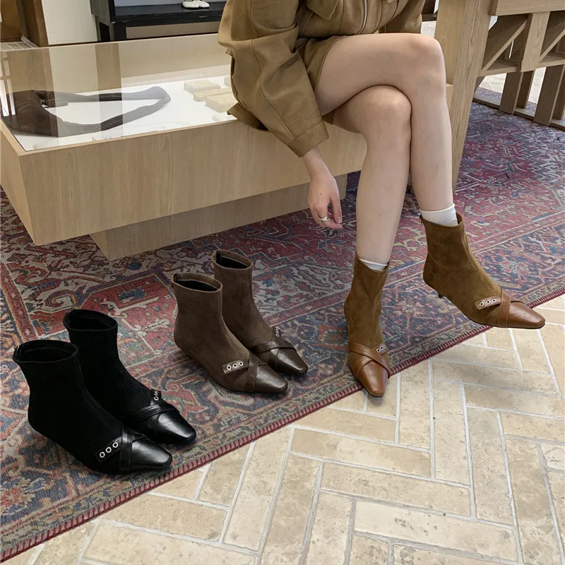 

Bailamos, новые зимние брендовые женские короткие ботинки, модные женские элегантные ботильоны с острым носком, модельные туфли-лодочки на тонком высоком каблуке