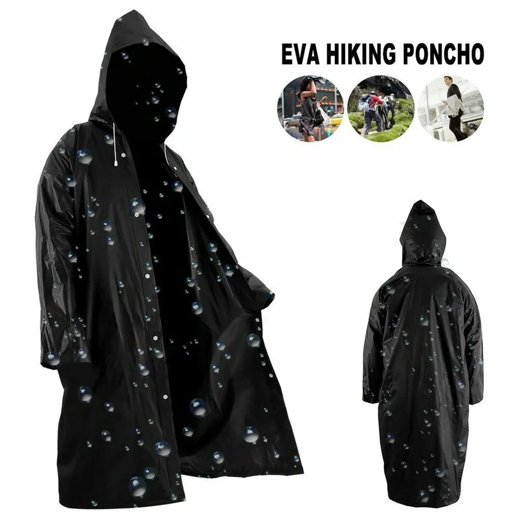 High Quality 1piece 145*68CM EVA Unisex Raincoat Thickened Raincoat Women Waterproof  Men Black Camping Waterproof Rainwear Suit