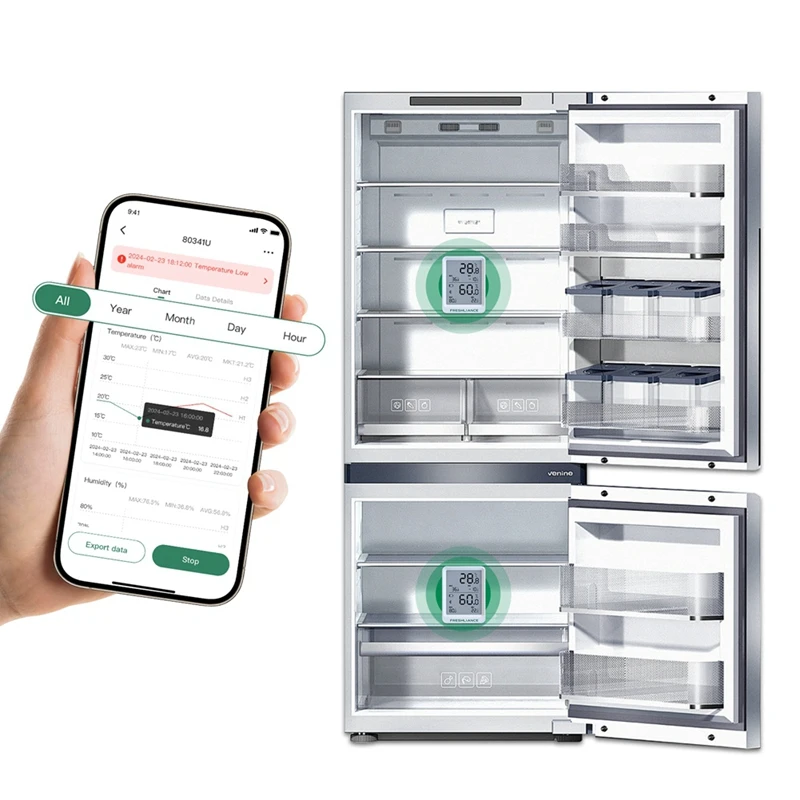 Enregistreur de température et d'humidité, Bluetooth, moniteur de température et d'humidité, prise en charge des rapports de données automatiques pour boîte à couver