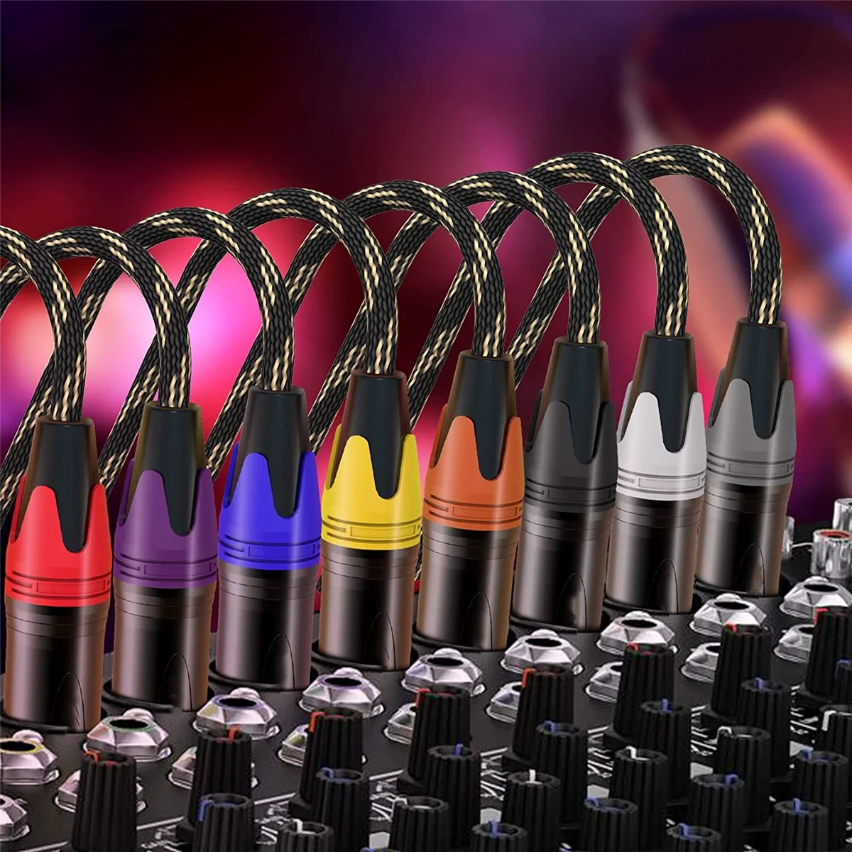 كابلات AU49_6Pcs XLR، كابل ميكروفون XLR ذكر إلى أنثى، 3 دبابيس لخلاط الميكروفون