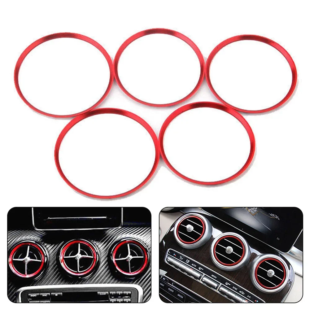 Air Vent Rings Glossy and Eye Catching 5PCS Red Air Vent Outlet Cover Rings for Mercedes For Benz A200 A180 A220