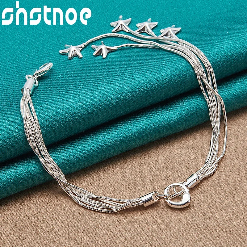 

SHSTONE 925 Sterling Silver Solid Starfish Snake Chain Bracelet For Women Party Valentine's Day Gifts Lady Fashion Charm Jewelry