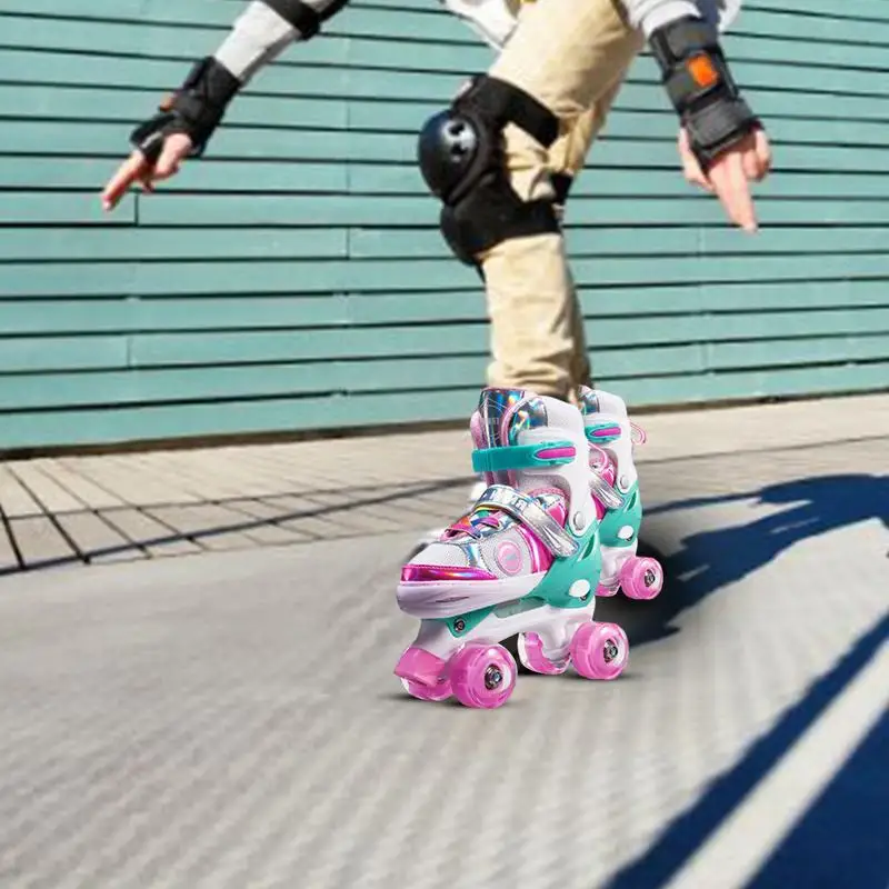 Kids Roller Skates Adjustable Roller Skates All 8 Wheels Of Girl's Skates Shine Fun Illuminating For Girls Boys ​Beginners