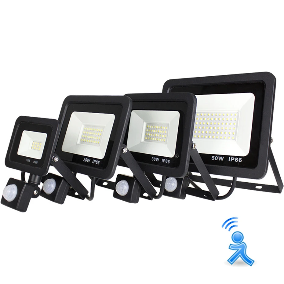 

150W LED Floodlight With Motion Sensor Waterproof Outdoor Led Garden Spotlight Garage Street Wall Lamp 220V 100W 50W 30W 20W 10W