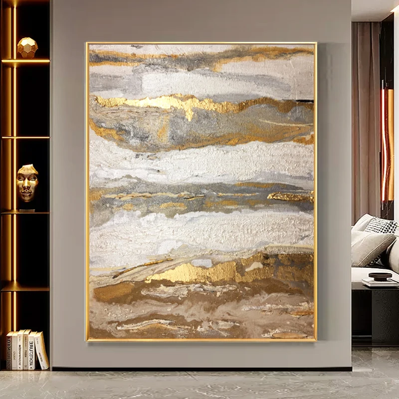 

Frameless Wall Canvas PIcture Art Abstract Textured Oil Painting Acrylic Artwork Modern Home Decoration Salon Maison Luxe