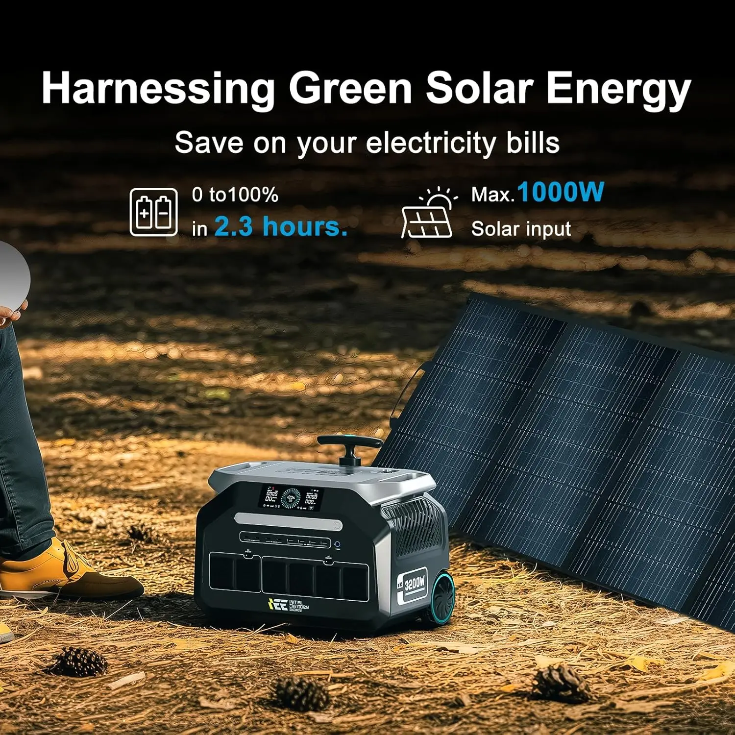 IEE 3200W Portable Power Station P3200, 2048Wh Solar Generator, 1800W AC Charging & 1000W Solar Charging, LiFePO4 Battery Genera view 4