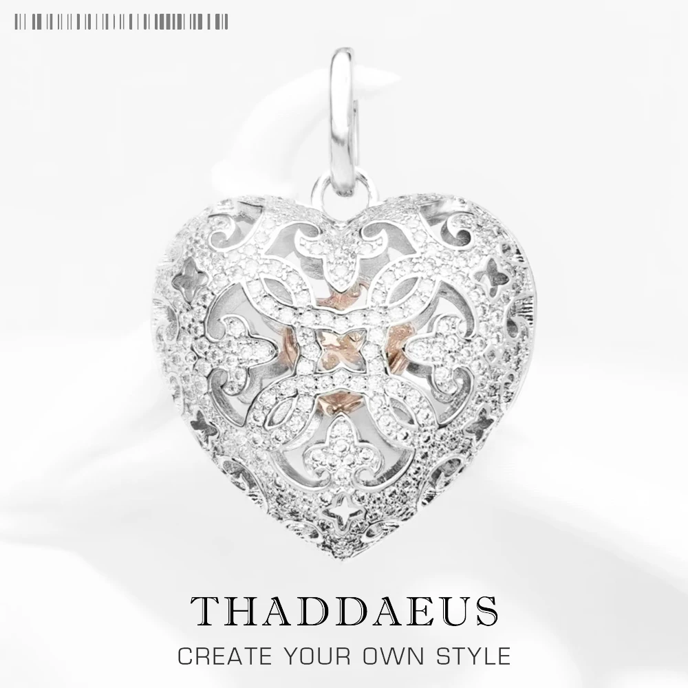 

Кулон с сердечком, медальон, модный гламурный ювелирный стиль из стерлингового серебра 925 пробы, аксессуары в европейском стиле, подарок для женщины