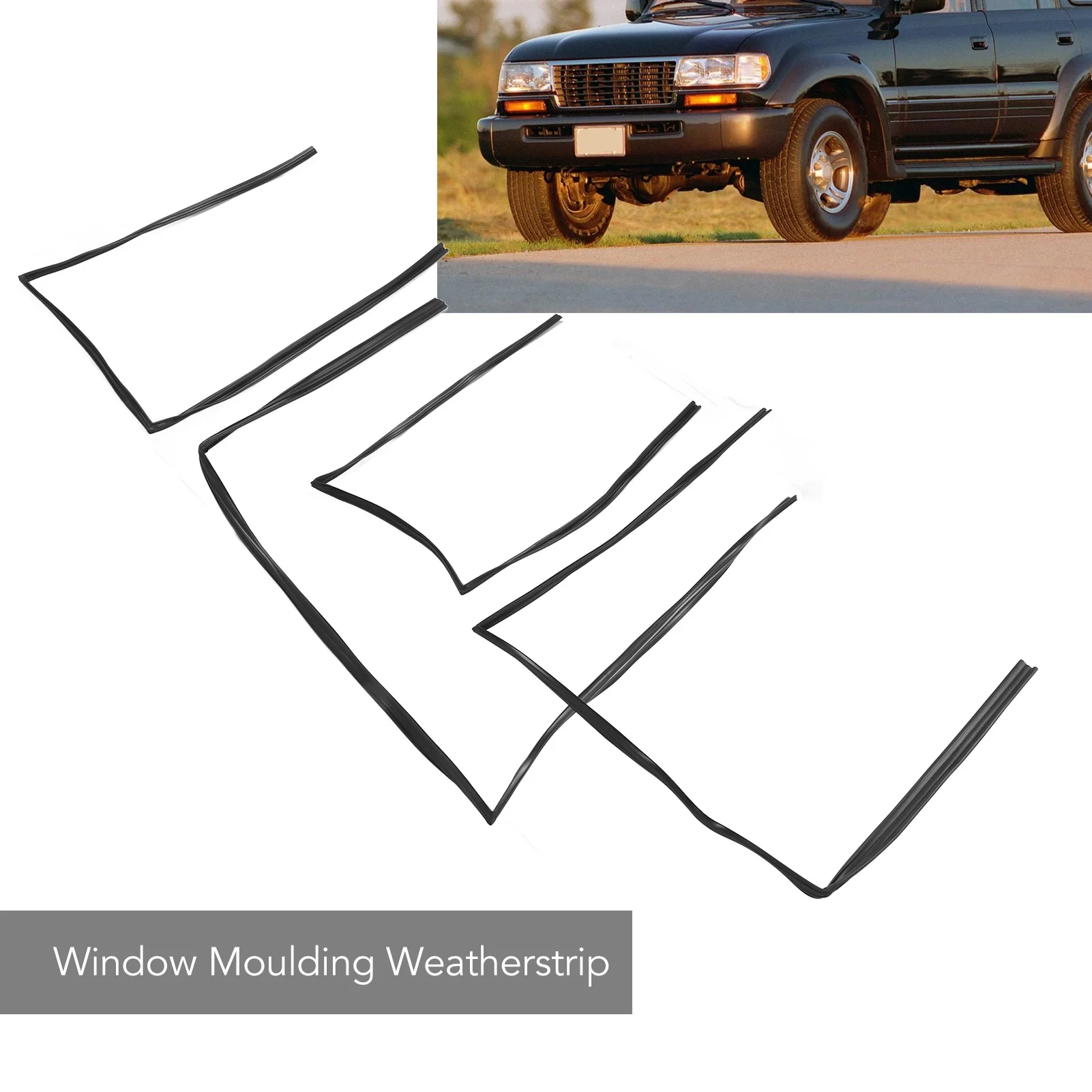 

Door Window Belt Moulding Weatherstrips Easy Install Good Sealing Rubber Flexible Replacement 68151‑60010 for FZJ80 FJ80