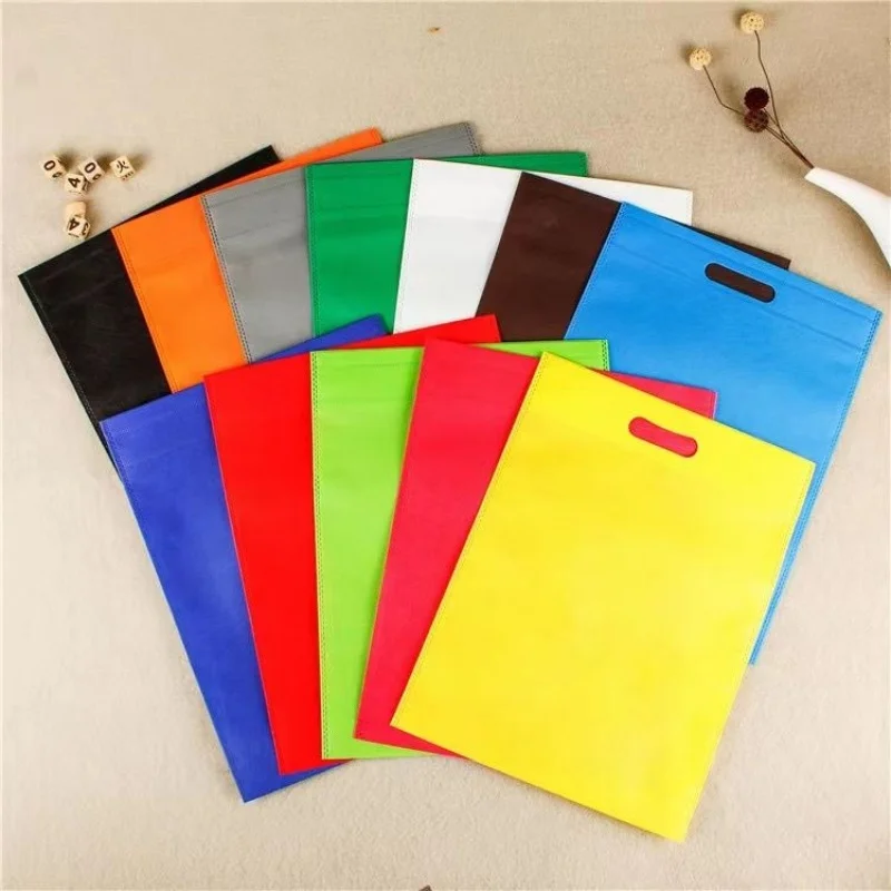 10pcs Wholesale Non-woven Shopping Tote Bags Fabric Reusable Eco Storage Large Pouch Portable Custom Logo(Extra Fee)