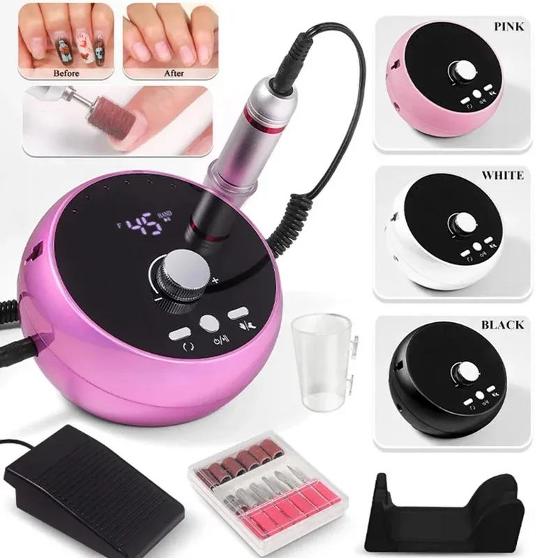 

45000RPM Electric Nail Drill Professional Manicure Machine With Brushless Motor Nails Sander Set Nail Salon Polisher Equipment