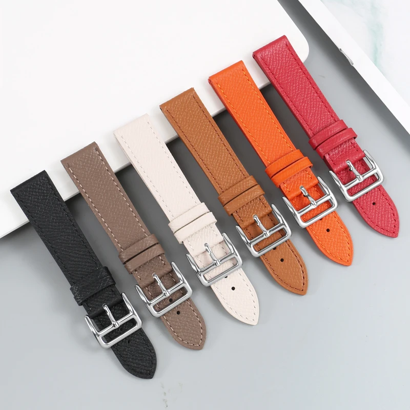 Universal Lychee Grain Quick Release Leather Watch sStrap 12/14/16/18/20mm Flat Interface Ultra-thin Cowhide Watchband