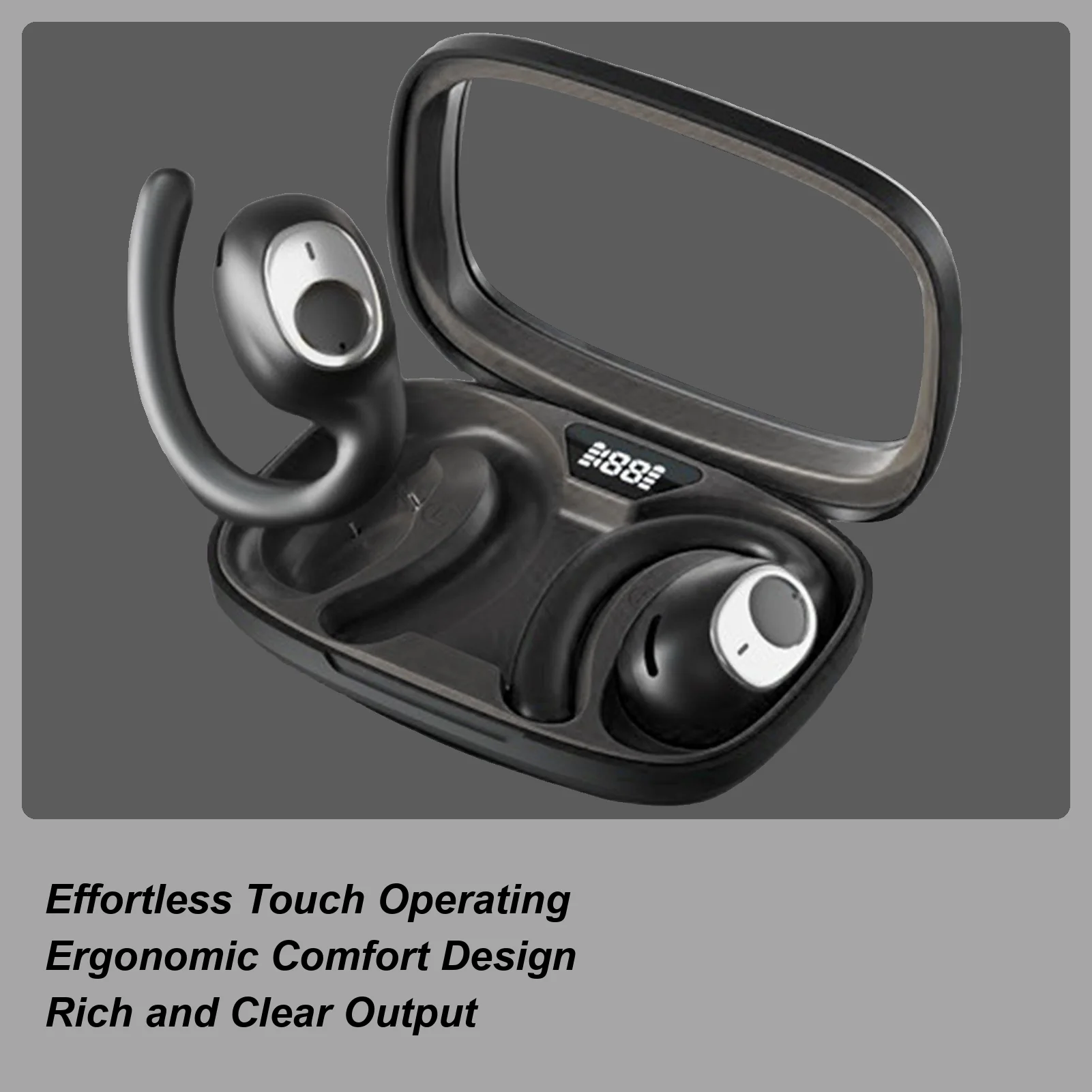

Wireless Earphones Fitness Over-Ear Earphones Headset Digital Display Noise Cancelling For Running Workout Gym Sport Men