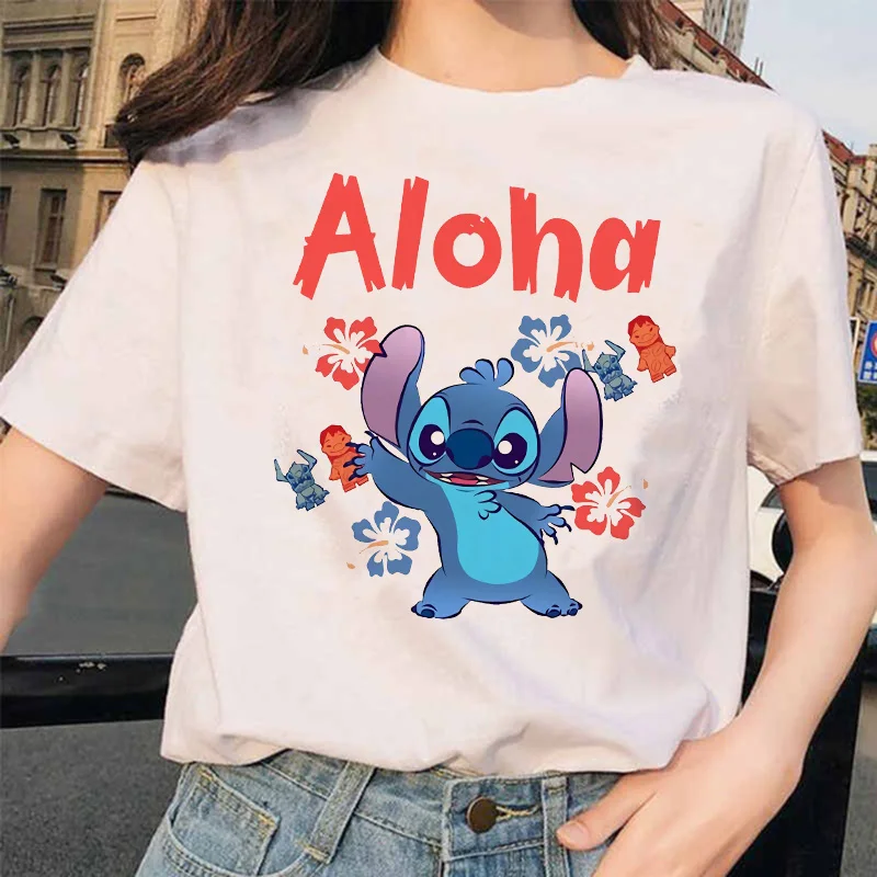 Vintage Disney Stitch Cartoon T Shirt Women Manga T-shirt Graphic Tshirt Tees Female Gothic Female Top Tee