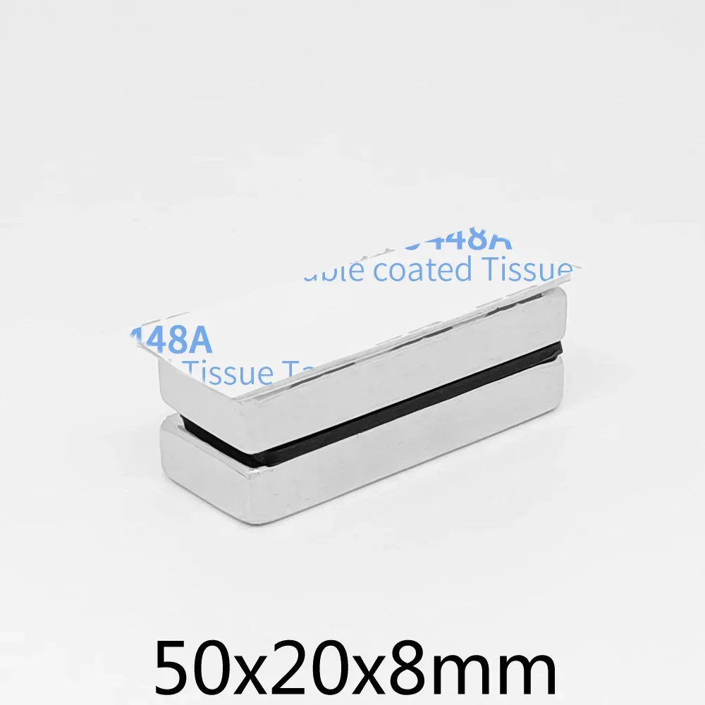 50x20x8mm Block Strong Magnet With Self Double-Sided Tape 50*20*8 Rectangular Magnets 50x20x8 For Home Offices DIY