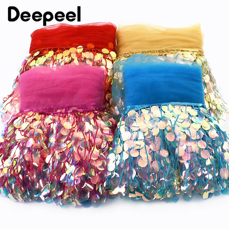 

3/6/9Yards 17cm Beaded Sequins Tassel Fringes Lace Trim for Dresses Clothes Curtain Decorative Trimmings Sewing Accessories