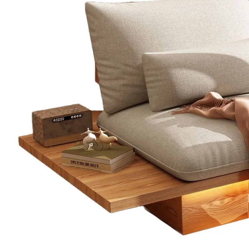 Wabi أريكة الرياح الرملية إطار من الخشب الصلب غرفة المعيشة شقة صغيرة الشمال تخزين بسيط ثلاثة أشخاص أريكة قماش أرضية