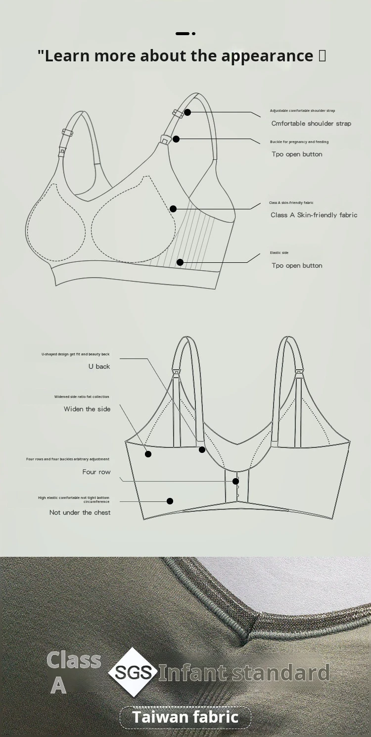 Still-BH Frauen hochela tische Push-up Einhand-Schnalle BHs Schwangerschaft Frau drahtlose Still unterwäsche 2024 – Detail 2
