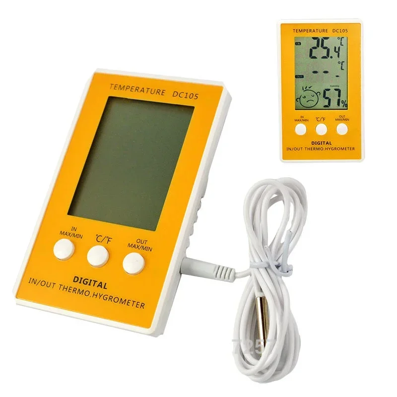 Digital LCD Temperature Humidity Meter Clock Electronic Hygrometer Smile High Precision Large Screen Indoor