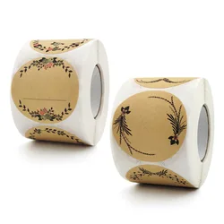 Pegatinas de flores de papel Kraft, etiqueta de agradecimiento para paquete de tarjetas de regalo, envoltura de fiesta, hornear, pequeña empresa, 2 pulgadas, 50-500 piezas