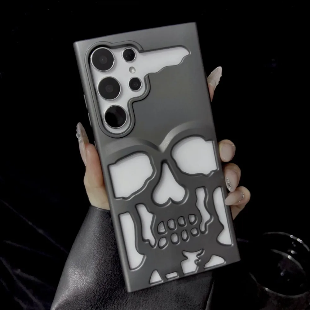 3D Skull Ghostface Case for Samsung Galaxy S24 S23 Ultra Plus Cover Hollow Heat Dissipation Soft Matte Shockproof Shell Fundas