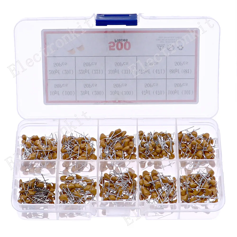 500pcs 10Value 50V Multilayer Monolithic Ceramic Capacitors Assorted Mixed kit10pf20pf30pf47pf100pf200pf220pf330pf470pf680pf
