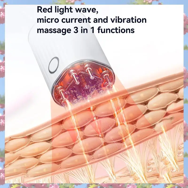 

T83C-3-In-1 Vibrating Hair Oil Applicator Scalp Massager Red Lights With 70Ml Storage Hair Treatment Growth Applicator