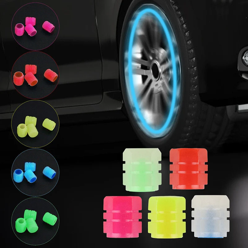 Valve Stem Caps Universal Glowing in Dark Fluorescent Car Tire Valve Caps Cover Fits Trucks Bikes Motorcycles Bicycles 4-16Pcs