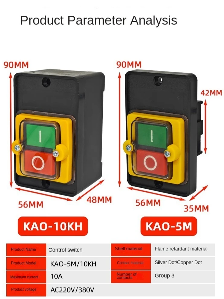 KAO-10KH 1 قطعة مفتاح بـزر دفع مقاوم للماء تشغيل/إيقاف التبديل المعدات الميكانيكية تحكم KAO-5M #4